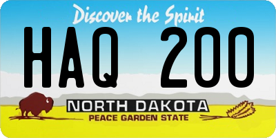 ND license plate HAQ200