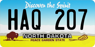 ND license plate HAQ207