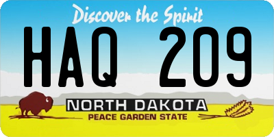 ND license plate HAQ209