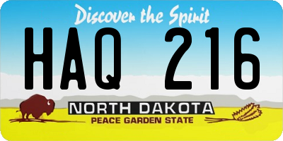 ND license plate HAQ216