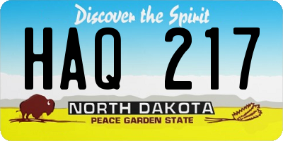 ND license plate HAQ217