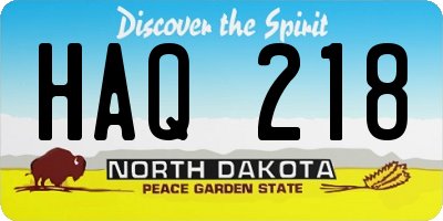 ND license plate HAQ218