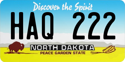 ND license plate HAQ222