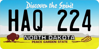 ND license plate HAQ224