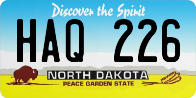 ND license plate HAQ226