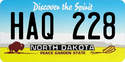 ND license plate HAQ228