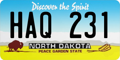 ND license plate HAQ231