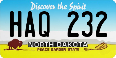 ND license plate HAQ232