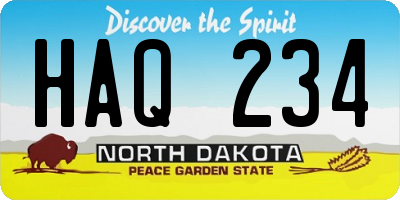 ND license plate HAQ234