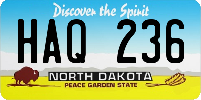 ND license plate HAQ236