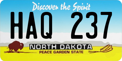 ND license plate HAQ237