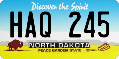 ND license plate HAQ245