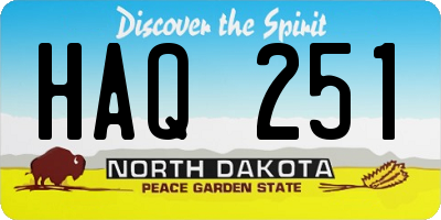 ND license plate HAQ251