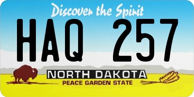 ND license plate HAQ257