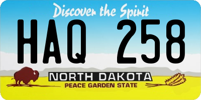 ND license plate HAQ258