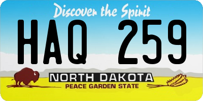 ND license plate HAQ259