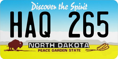 ND license plate HAQ265