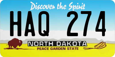 ND license plate HAQ274