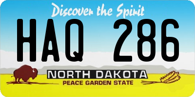 ND license plate HAQ286