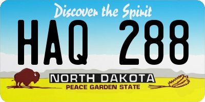 ND license plate HAQ288