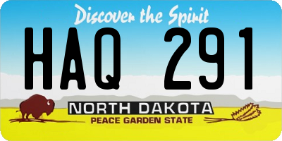 ND license plate HAQ291