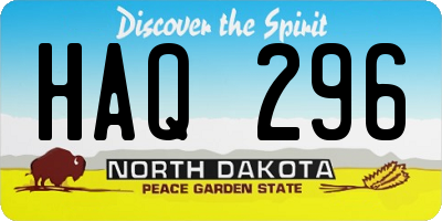 ND license plate HAQ296