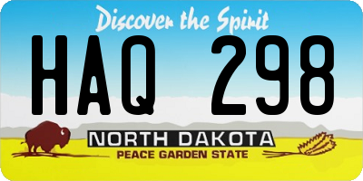 ND license plate HAQ298