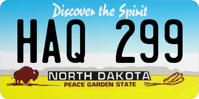 ND license plate HAQ299