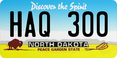 ND license plate HAQ300