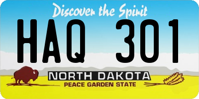 ND license plate HAQ301