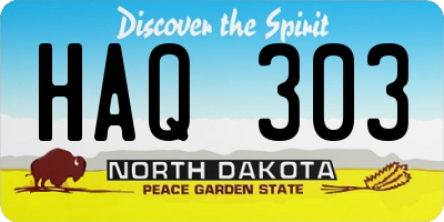 ND license plate HAQ303