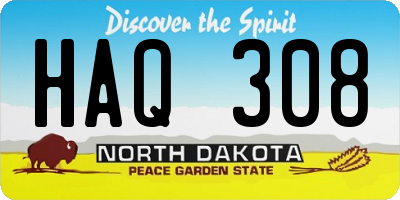 ND license plate HAQ308