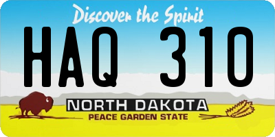 ND license plate HAQ310