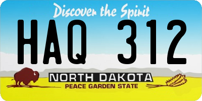 ND license plate HAQ312