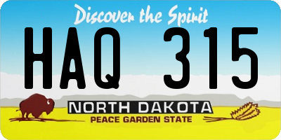 ND license plate HAQ315