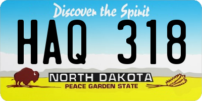 ND license plate HAQ318