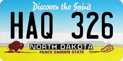 ND license plate HAQ326