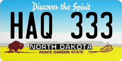 ND license plate HAQ333