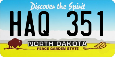 ND license plate HAQ351