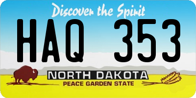 ND license plate HAQ353