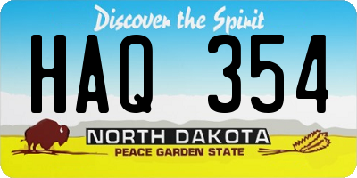 ND license plate HAQ354