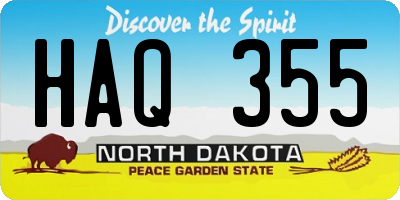 ND license plate HAQ355