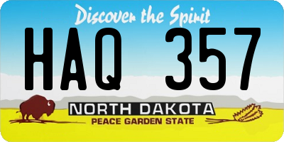 ND license plate HAQ357