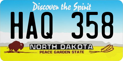 ND license plate HAQ358