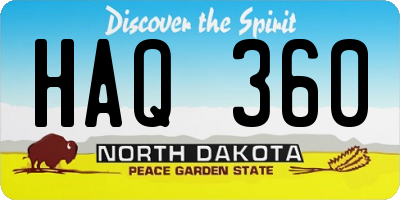 ND license plate HAQ360