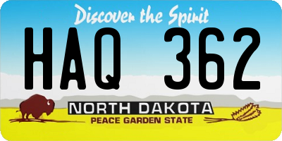 ND license plate HAQ362