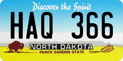 ND license plate HAQ366