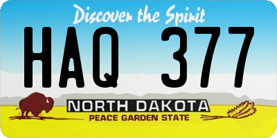 ND license plate HAQ377