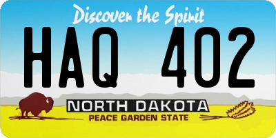 ND license plate HAQ402