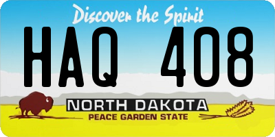 ND license plate HAQ408